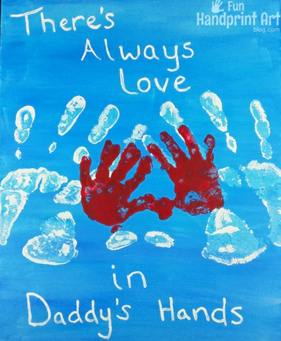 father's day canvas painting ideas - there's always love in daddy's hands